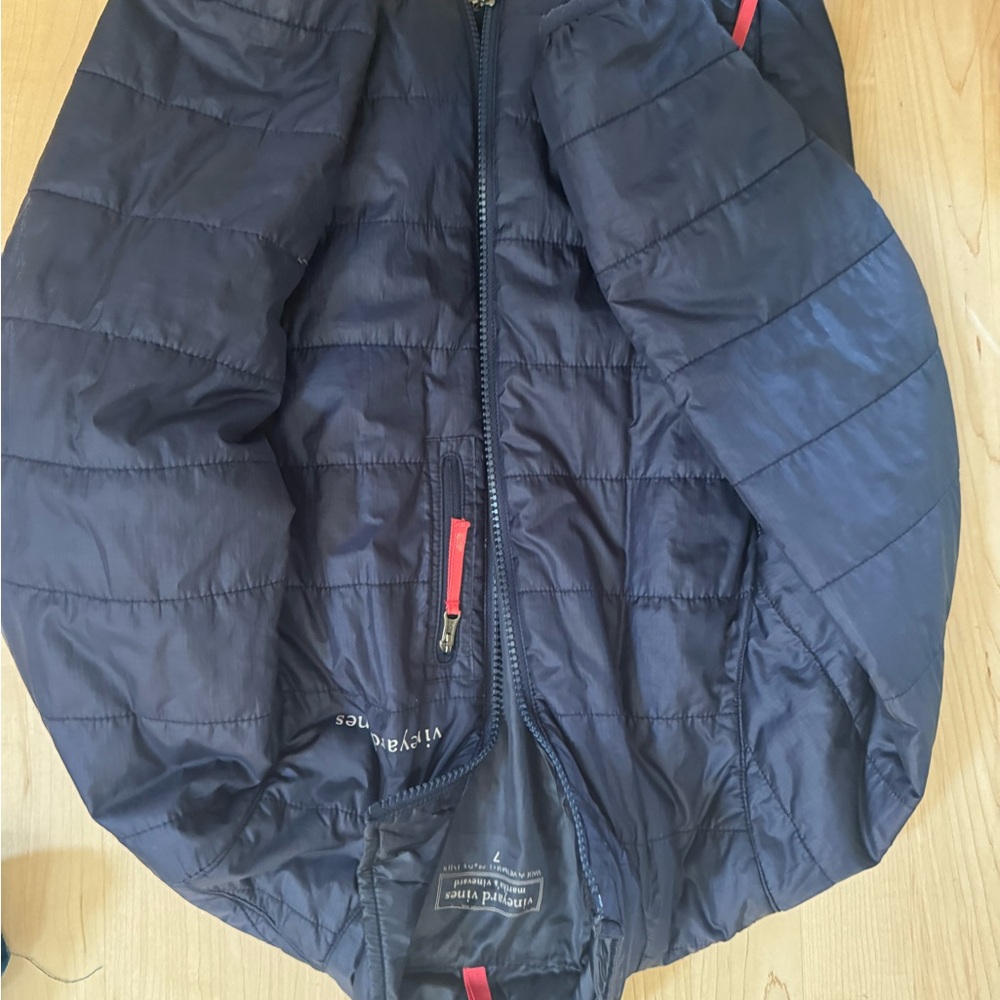 Vineyard Vines Navy Puffer Jacket with Red Accents